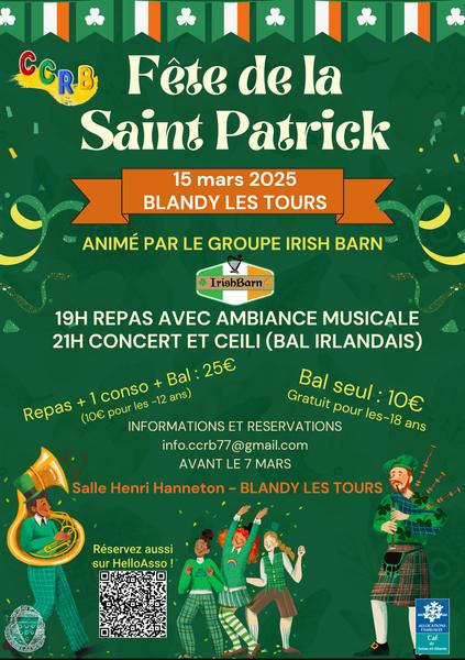 Fête de la Saint-Patrick : repas, concert et bal à Blandy-les-Tours