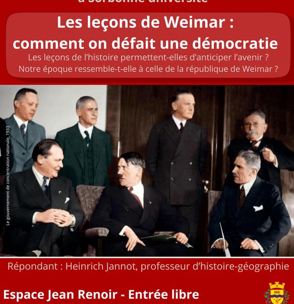 Conférence de J. Chapoutot - Les leçons de Weimar : comment on défait une démocratie