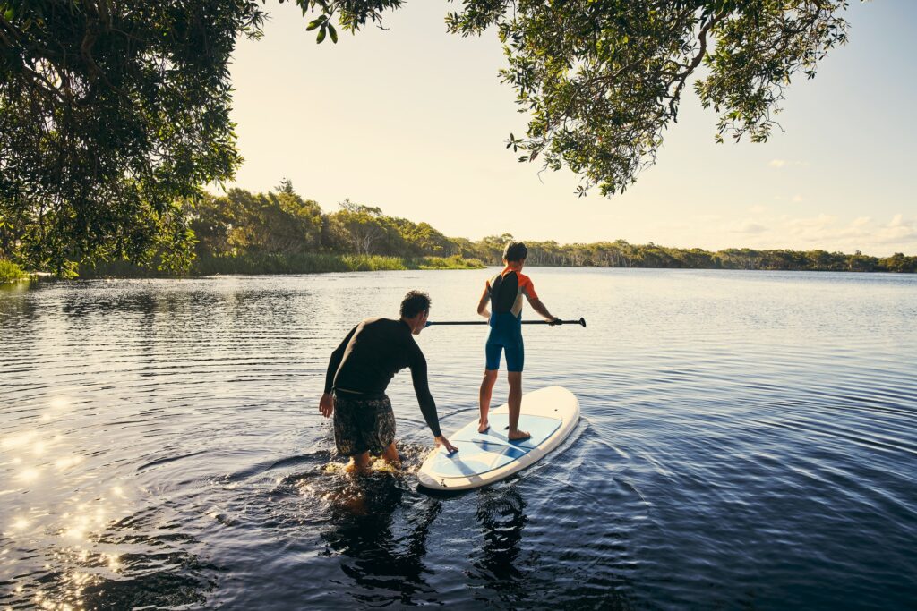 Teaching my boy how to paddle