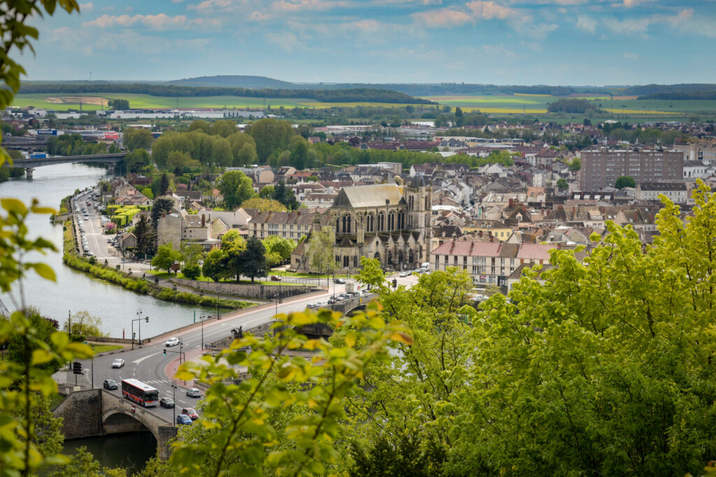 view on the city of Montereau in Seine et Marne