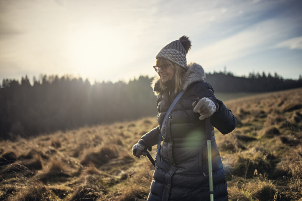 Senior woman hiking in nature